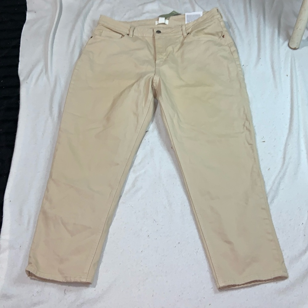 H&M Mom jeans high waist US 16 light tan new with tags